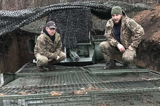 Ukrainas Nacionālās gvardes brigādes "Rubiž" bataljona "Svoboda" karavīri.