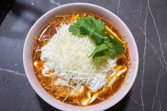 Tako zupa ar brieža malto gaļu.