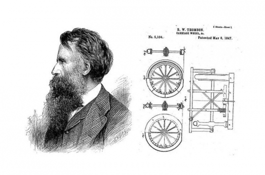 R. V. Tomsons un viņa riteņa ASV patents. R. V. Tomsons un viņa riteņa ASV patents.