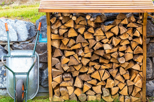 Brīvstāvoša malkas nojume,