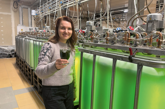 Agnese Stunda Zujeva: "Spirulīnas "dobes" ir gandrīz noslēgti reaktori, baseini, kur noteiktā temperatūras, skābekļa un gaismas režīmā aļģes dalās un vairāku dienu laikā dubilto savu daudzumu."