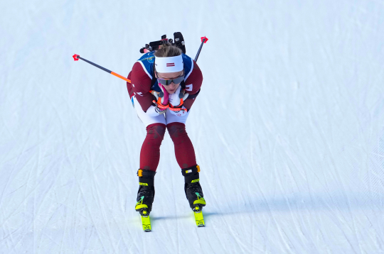 Biatloniste Baiba Bendika biatlona jauktajā stafetē 2026. gada Milānas un Kortīnas ziemas olimpiskajās spēlēs Itālijā.