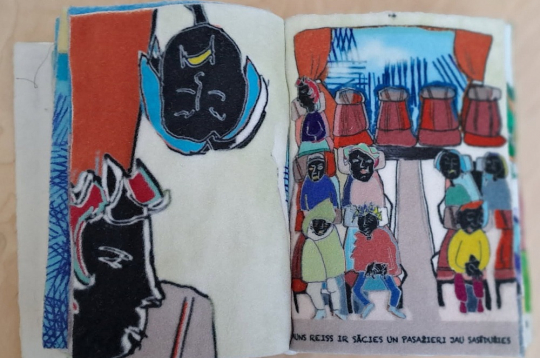 Sabīne Lagzdiņa. "Mans vectēvs – autobusa šoferis" ( 2024, sublimācijas druka, poliesters ).