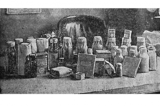 Policijas operācijā 1934. gadā Rīgā konfiscētās narkotikas. Policijas operācijā 1934. gadā Rīgā konfiscētās narkotikas.