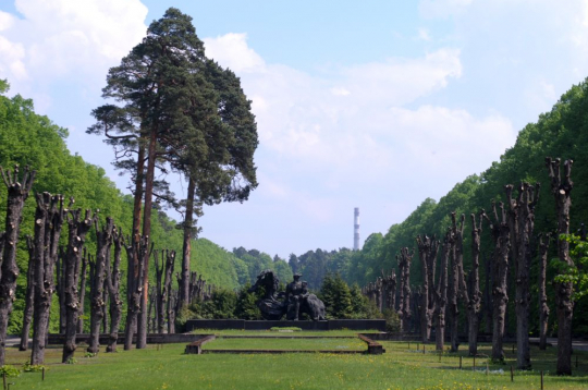 Piemineklis rakstniekam Vilim Lācim Rīgas 1. Meža kapos. 