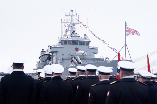 NATO 1.pastāvīgās jūras pretmīnu grupas (SNMCMG1) komandvadības maiņas ceremonija Rīgas pasažieru ostā, kuras laikā Latvijas Jūras spēki nodod komanvadību Polijas Jūras spēkiem.