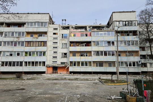 Sprādzienā cietusī ēka Bauskas ielā 15.