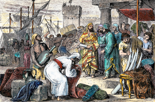 Feniķiešu tirgoņi Vidusjūras ostā.