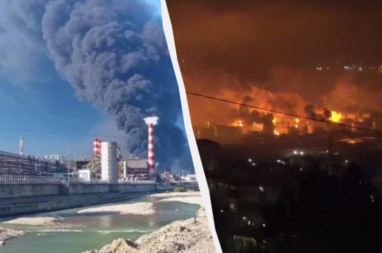 Ukrainas lidroboti izraisa ugunsgrēku Tuapses ostā.