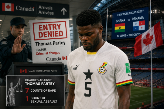 Pret Ganas izlases futbolistu Tomasu Pārtiju izvirzītas nopietnas apsūdzības, taču viņš vismaz pagaidām nav notiesāts. Pret Ganas izlases futbolistu Tomasu Pārtiju izvirzītas nopietnas apsūdzības, taču viņš vismaz pagaidām nav notiesāts.