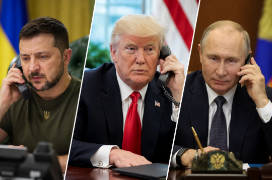 ASV prezidents Donalds Tramps sazvanījies ar Ukrainas prezidentu Volodimiru Zelenski un Krievijas diktatoru Vladimiru Putinu.