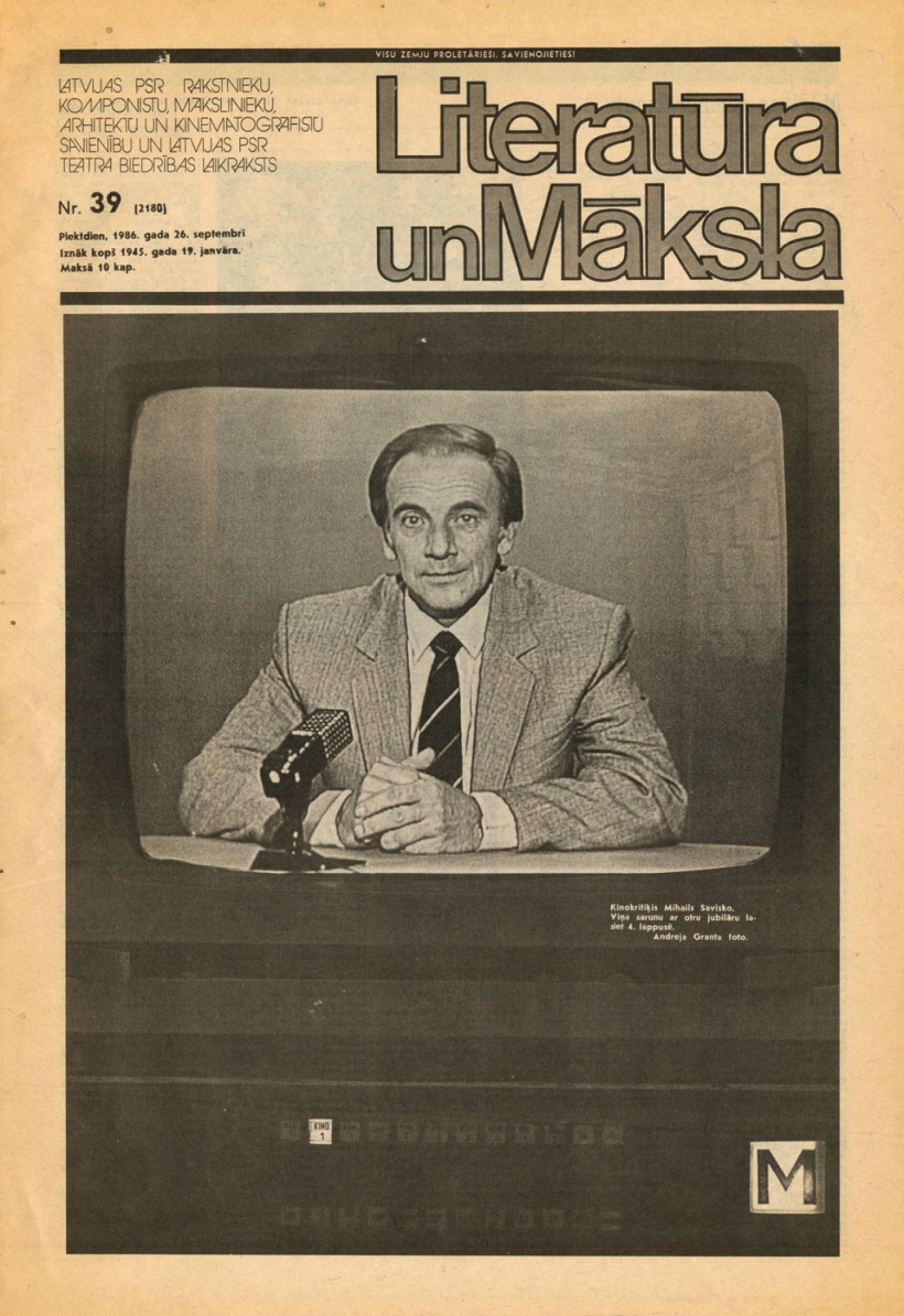 1986. gadā Miks Savisko uz laikraksta “Literatūra un Māksla” vāka. (Andreja Granta foto).