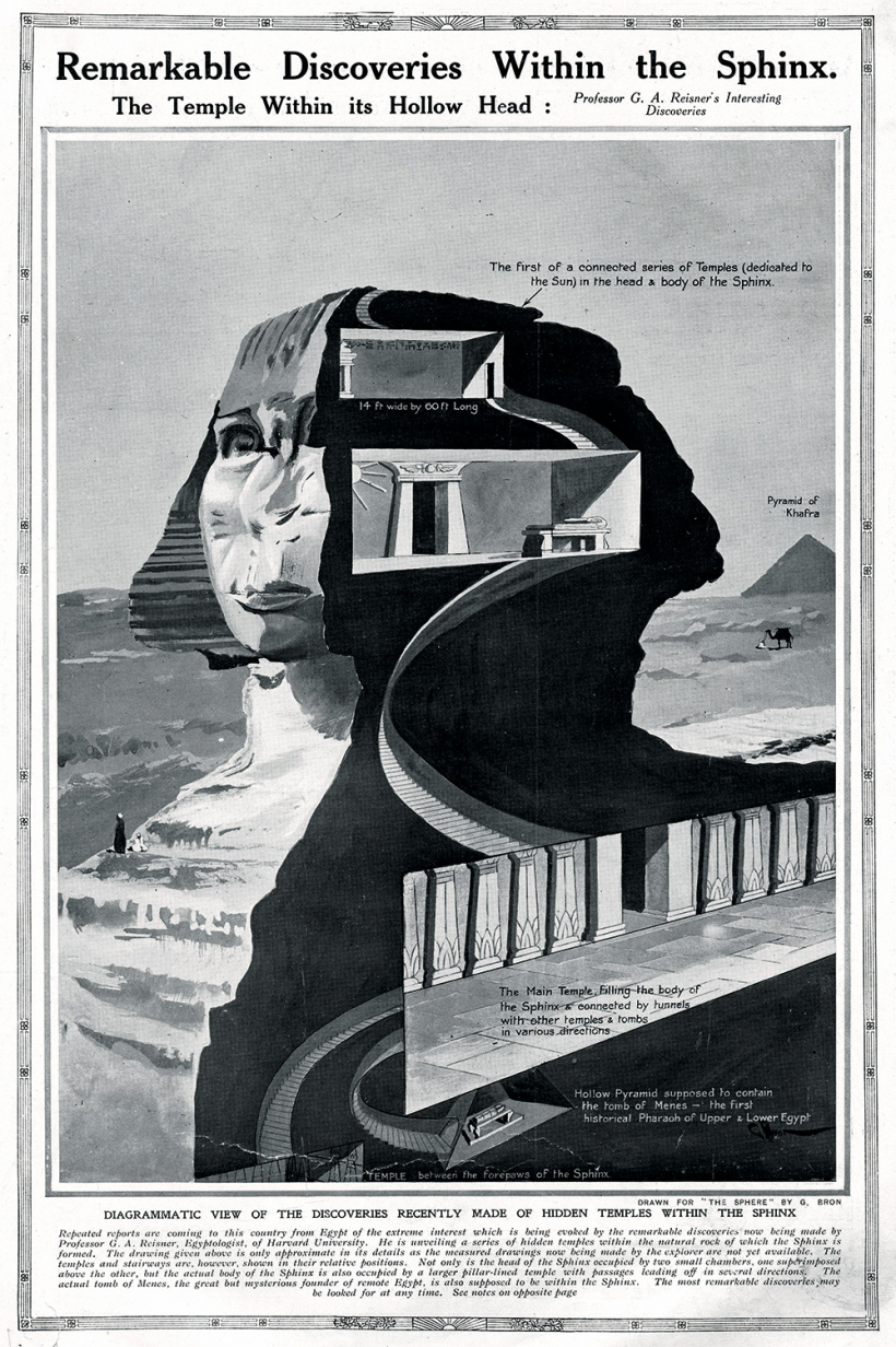 1913. gadā profesors Džordžs Endrjū Reisners esot atklājis Sfinksas iekšienē kāpnes uz slēptiem tempļiem.
