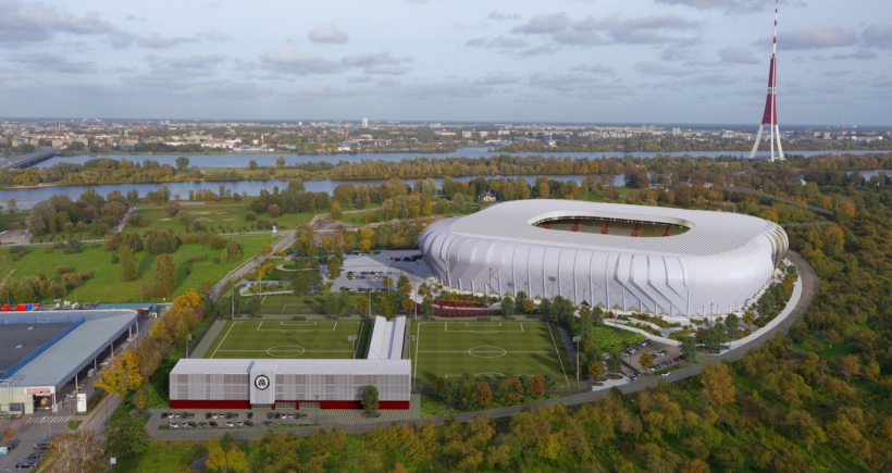 Lucavsalas nacionālā futbola stadiona vizualizācija.