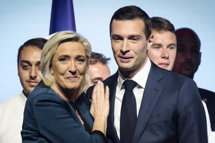 Marina Lepēna un Žordāns Bardela tikšanās laikā Parīzē 2024. gada 2. jūnijā.