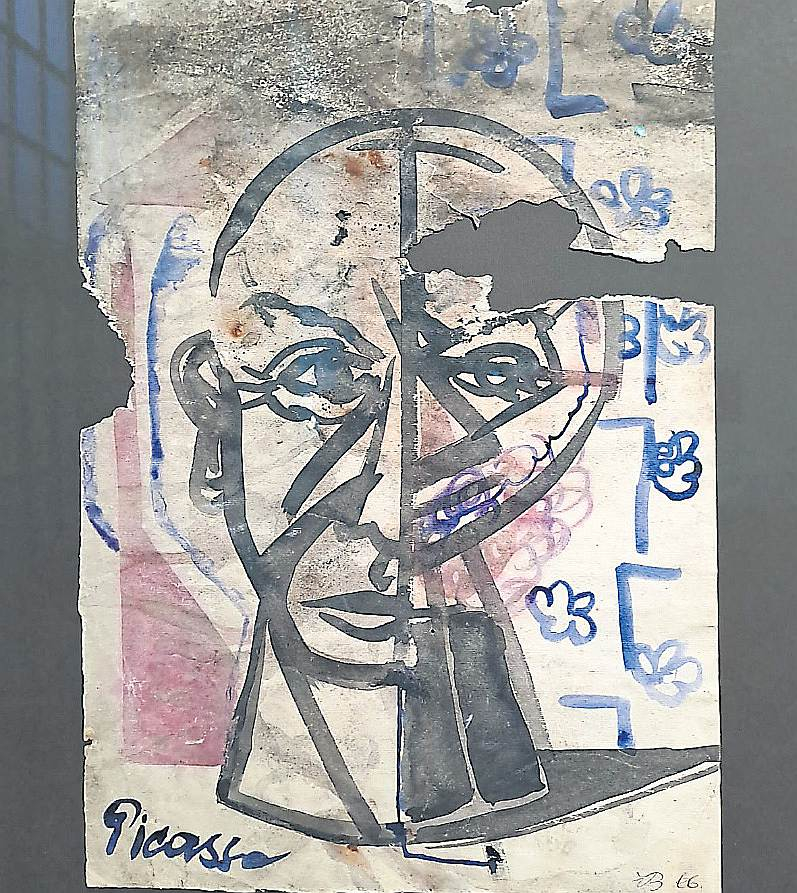 Juris Baklāns. Picasso. Papīrs, akvarelis, 41 x 29 cm, 1966.