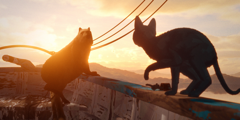 Ginta Zilbaloža animācijas filmā "Straume" varoņi – dzīvnieki, Kaķis, Suns, Kapibara, Sekretārputns un Lemurs – pauž savas emocijas un gribu savā – dzīvnieku – valodā.