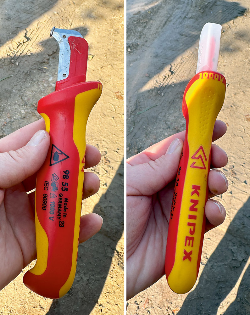 "Knipex" rīks vadu izolācijas noņemšanai.