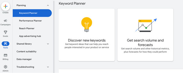 Google Keyword Planner.