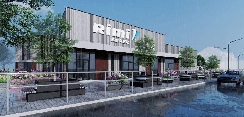 "Rimi" tirdzniecības centrs "Mandarīns" Carnikavā. Vizualizācija. 