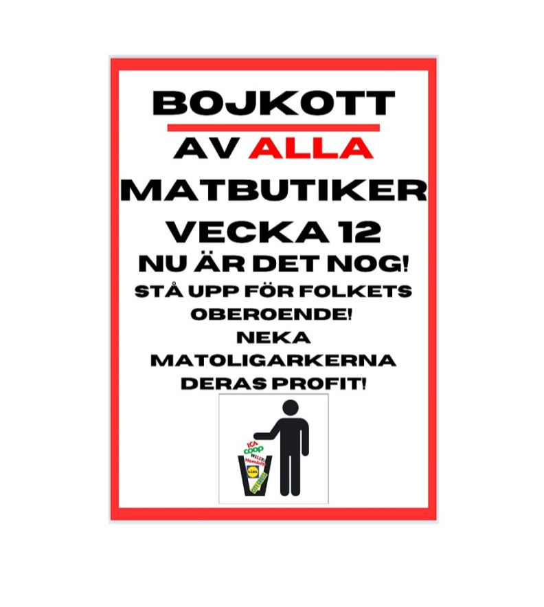 Sociālos tīklus pārskrēja šāds aicinājums gada 12. nedēļā (no 17. līdz 23. martam) boikotēt lielveikalu ķēdes.