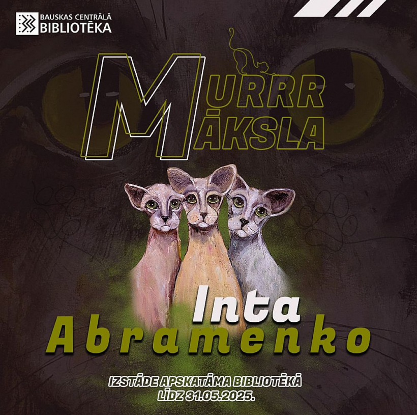 Līdz maija beigām Bauskas CentrāIajā bibliotēkā apskatāma Intas Abramenko izstāde "MurrMāksla".