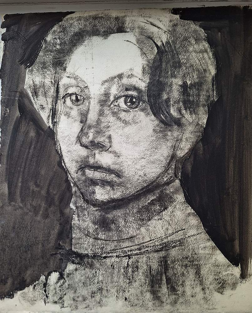 Felicita Pauļuka. "Meitenes portrets (Pašportrets)". Ap 1960, p., ogle, akv., 44x38,5.