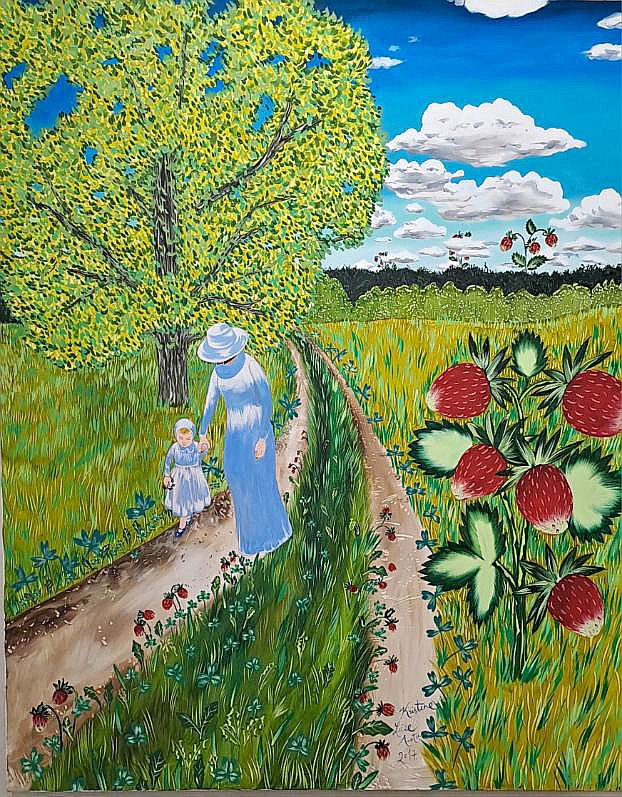 Kristīne Luīze Avotiņa. Ceļš uz mājām. (a.,e., 180x150 cm). Konkursizstādes "Zemene 2025" galvenā balva (1000 eiro, mecenāte Solvita Strausa).