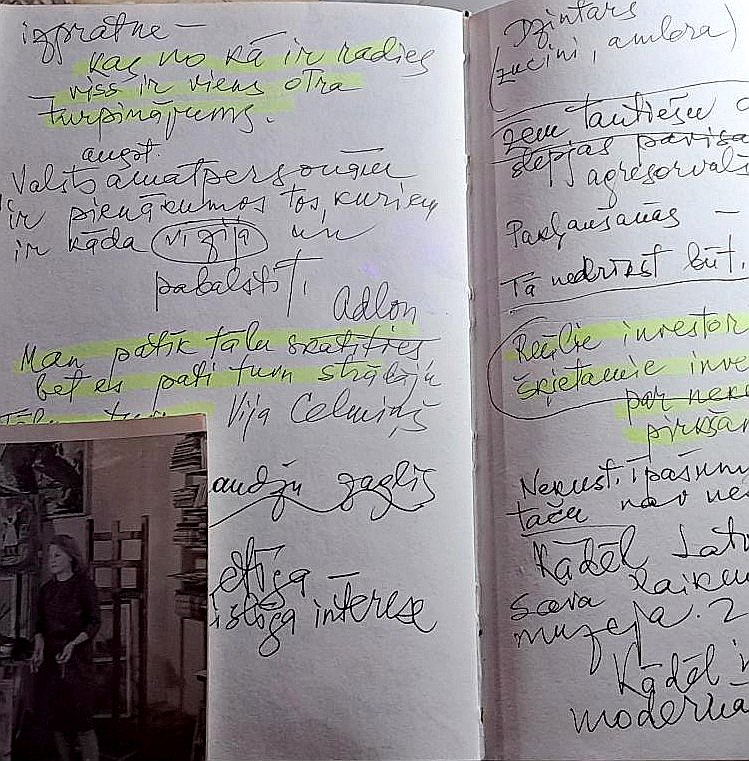 Lappusītes no Džemmas Skulmes piezīmju grāmatiņas.