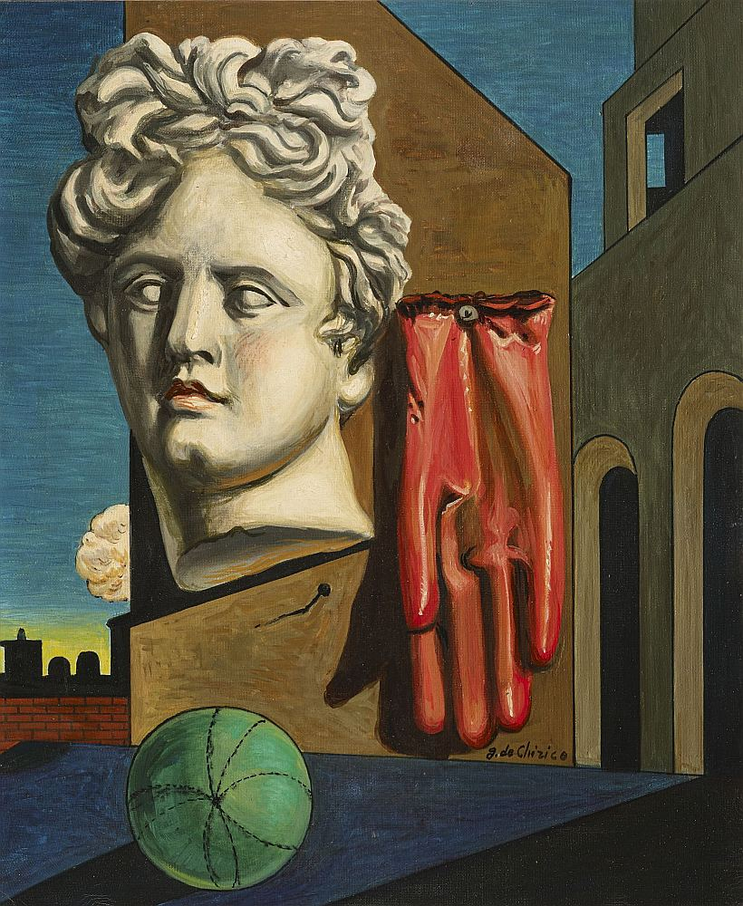 Džordžo de Kiriko. "Metafiziskā kompozīcija". 1950–1960. Audekls, eļļa. Piti pils Modernās mākslas galerijas kolekcija, Florence, Itālija.