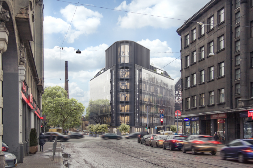 Rīgā sāk būvēt modernu biznesa centru Miera ielā 1.