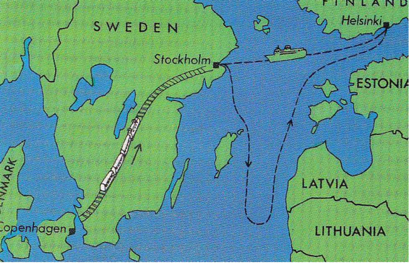 "Baltijas Brīvības un miera kuģa" maršruts 1985. gada 26.–29. jūlijā.
