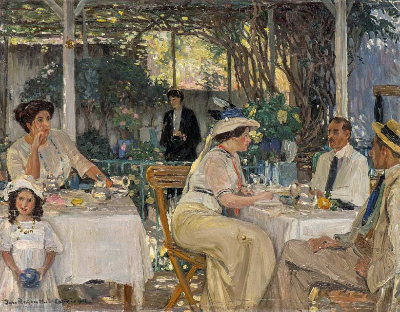 Janis Rozentāls. "Uz terases (Veranda Kapri)". 1912. Audekls, kartons, eļļa. LNMM kolekcija.