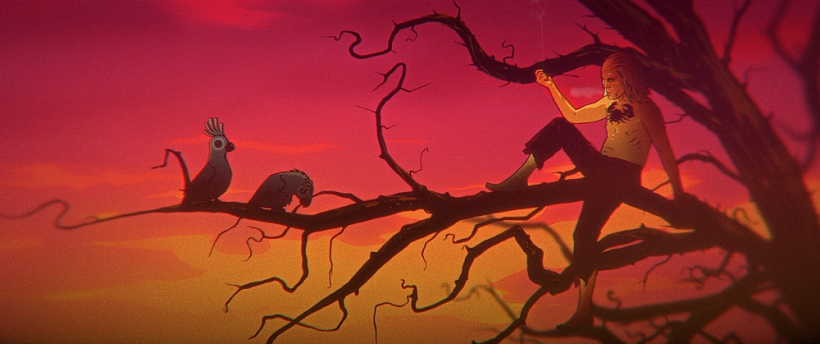 Kadrs no Laura un Raita Ābeļu animācijas filmas "Dieva suns".