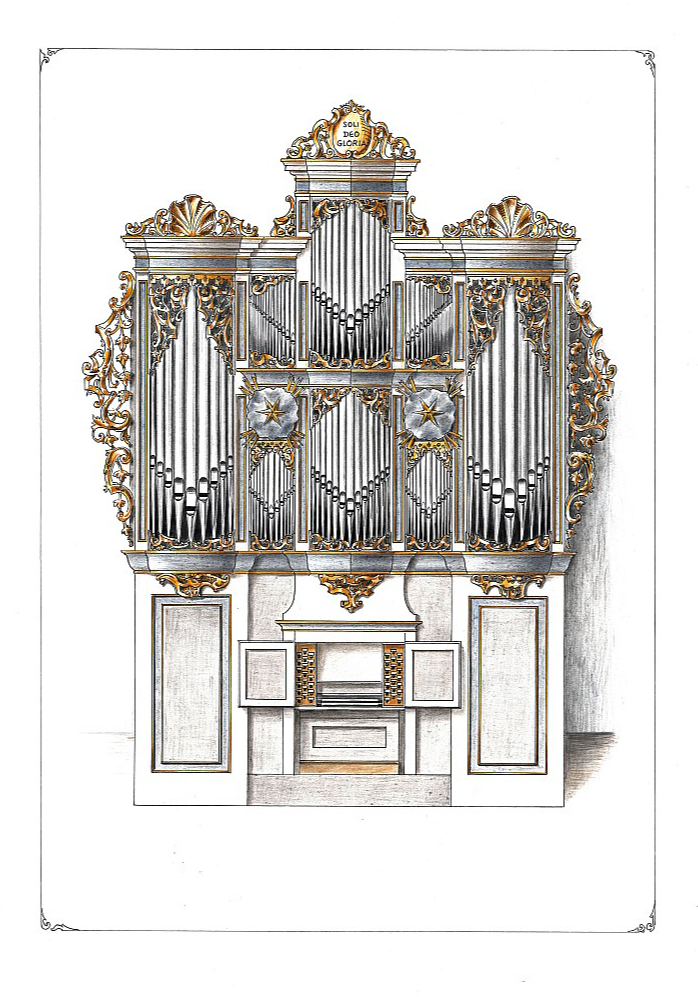 Par jauno ērģeļu izskatu vēstīs to fasādes attēls, kas nu atrodas Rīgas Domā īstajā vietā un īstajā topošo ērģeļu izmērā no grīdas līdz griestiem.