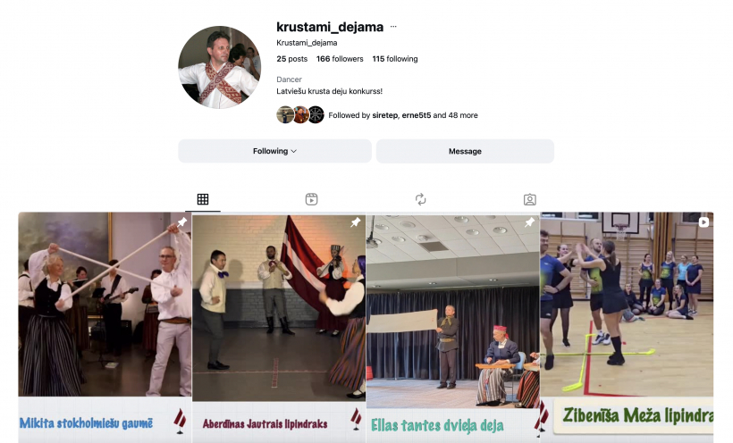 Konkursa Instagram konta ekrānšāviņš.