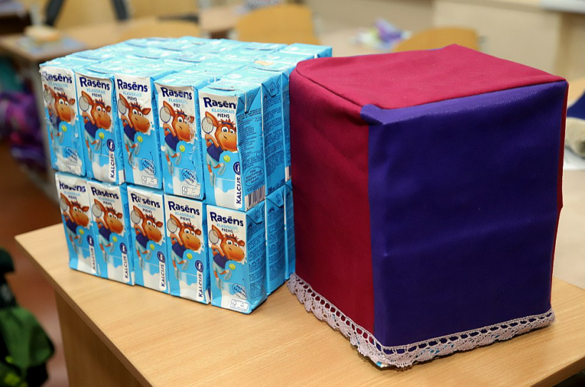 Pirmajā "Klimata dienu" konkursā uzvara tika idejai par funkcionālu sēdekli, kas veidots no skolas piena pakām.