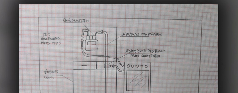 Dzīvokļa, kur notika sprādziens, virtuves plāns no priekšas.