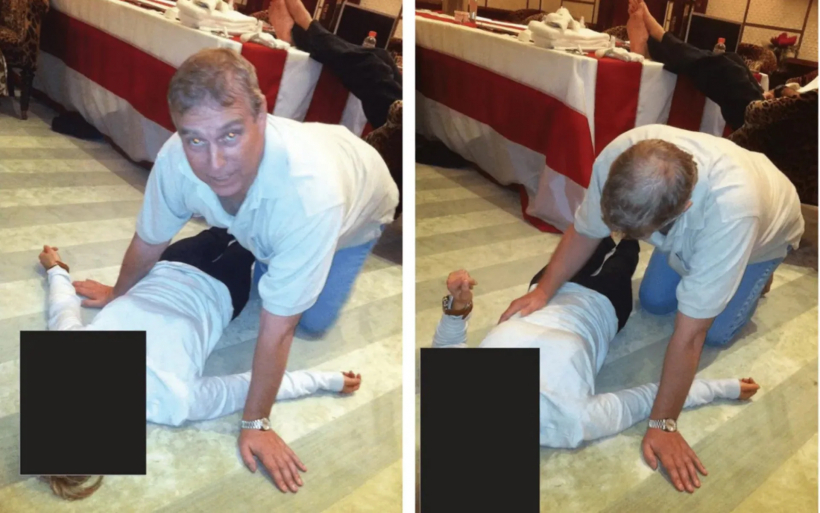 Epstīna dokumentos publicētas fotogrāfijas, kurās redzams princis Endrū kompromitējošā situācijā kopā ar sievieti.