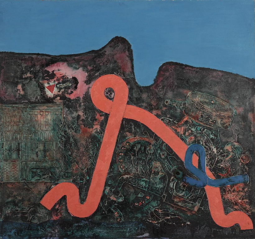 "Karš beidzies". 1975. Audekls, eļļa, jaukta tehnika.