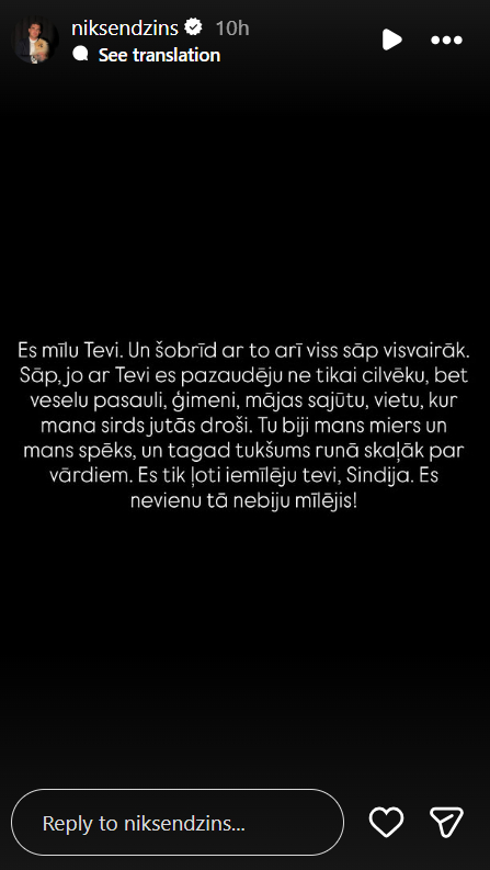 Ekrānuzņēmums no Endziņa "Instagram" profila.