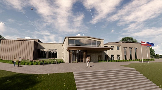 Potenciāli atjaunota Saldus kultūras nama vizualizācija. To kā bakalaura darbu veikusi arhitekte Marta Zīle.