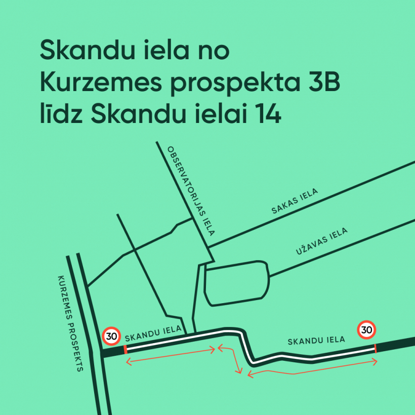 Izmaiņas ātruma ierobežojumos uz ielām.