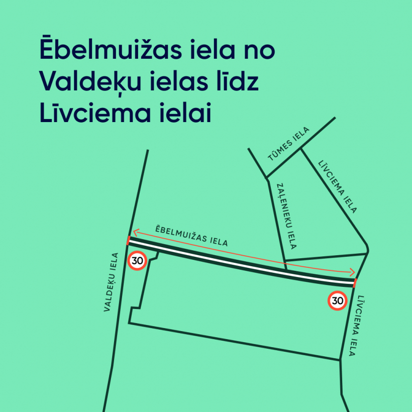 Izmaiņas ātruma ierobežojumos uz ielām.