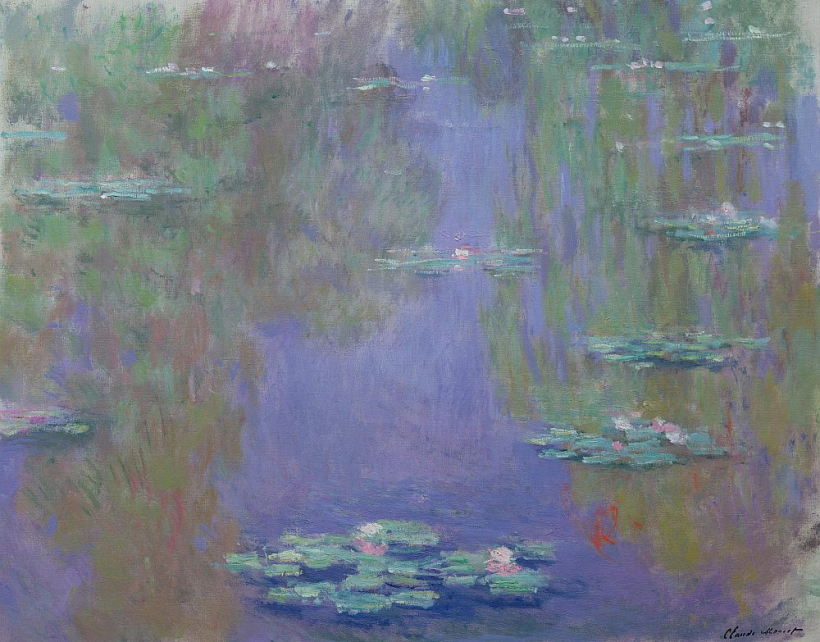 Fragments no Kloda Monē gleznas "Ūdensrozes".