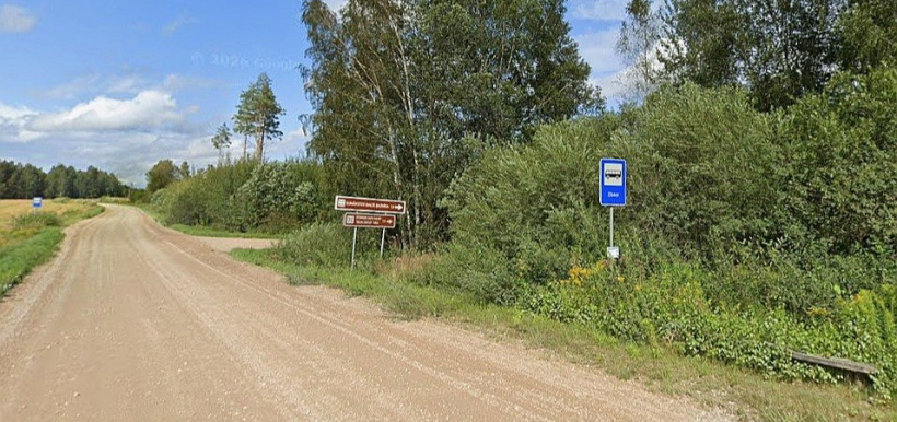 Pietura "Zibšņi" uz Daudzevas–Viesītes–Apserdes ceļa. "Googlemaps" fotoattēls tapis 2025. gada augustā. Pieturvietas soliņš ieaudzis zālē... Turpat tālāk ceļa norāde uz apskates objektiem "Gaismas vārti – veltījums Jānim Stradiņam un apgaismībai" un Sunākstes evaņģēliski luterisko baznīcu. Pērn šajā autobusa pieturā neizkāpa un neiekāpa neviens pasažieris.