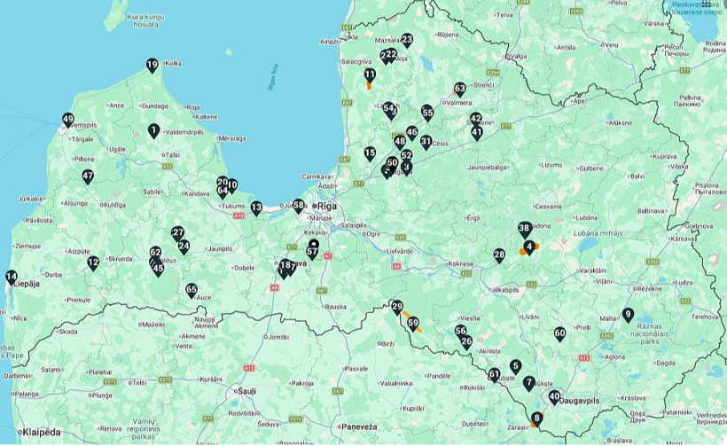 Krupju migrācijas 58 identificētos posmus var apskatīt kartē vietnē "daba.gov.lv/lv/misija-krupis".