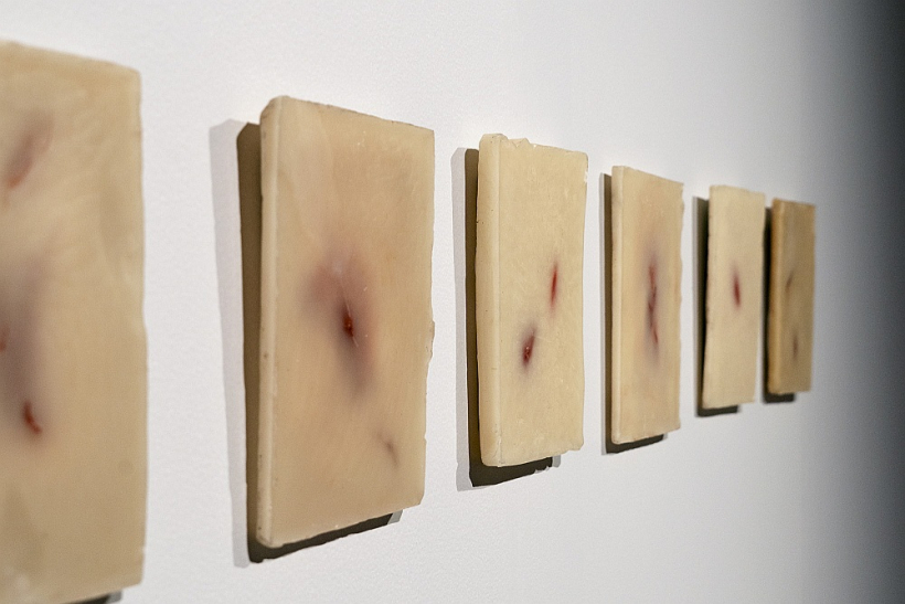 "Puksti". Vasks, pigments. 20x20 (katrs).