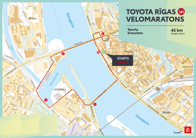 "Toyota" Rīgas velomaratona trases maršruts.