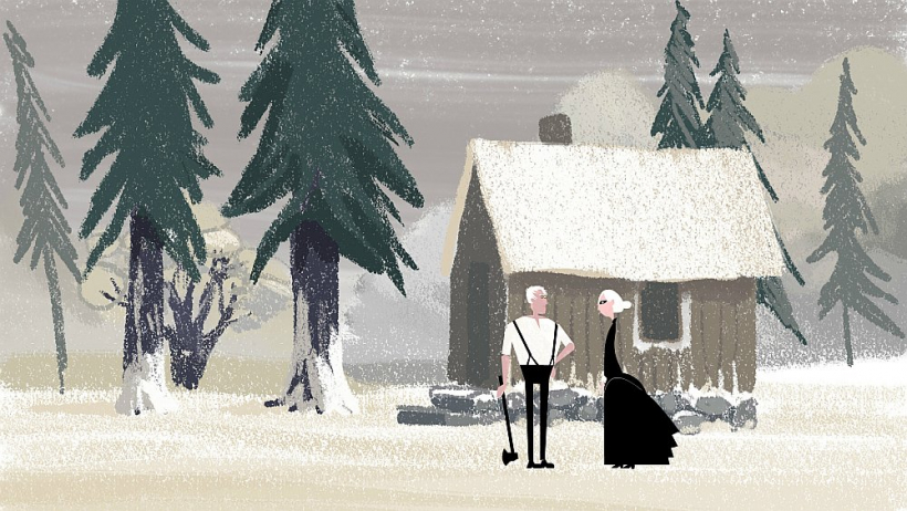 Kadrs no Kārļa Vītola animācijas filmas "Gulbju jaunava" (2020).